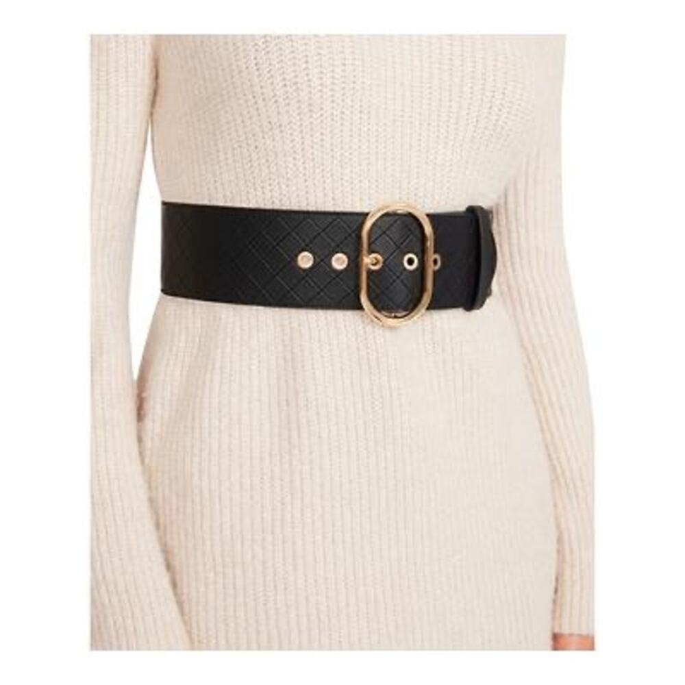 Steve Madden Black and Gold Belt with Elastic Back Size L/XL